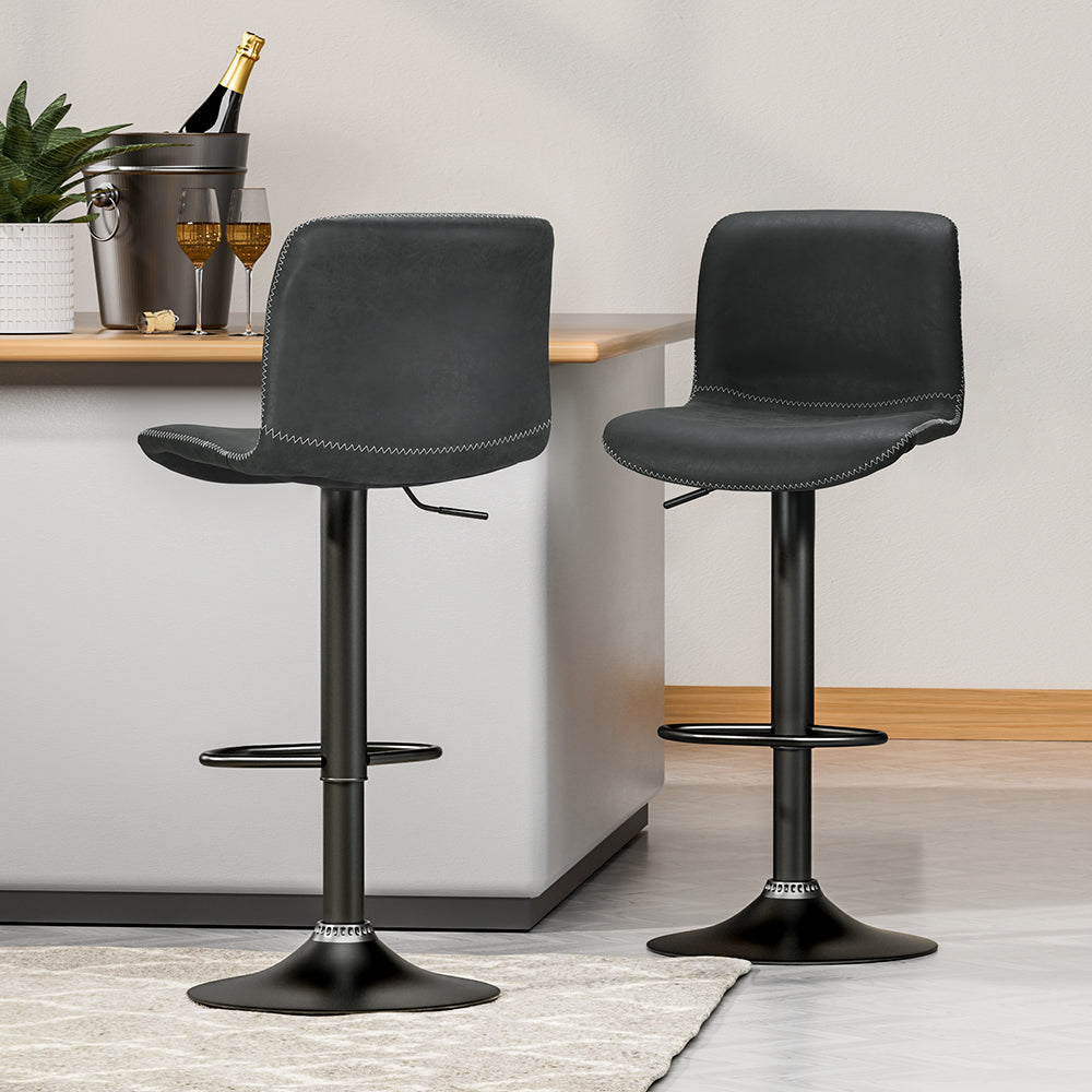 Artiss 2x Bar Stools Kitchen Swivel Bar Stool Gas Lift Chairs Barstools Black