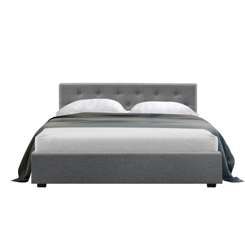 Artiss Bed Frame Double Size Gas Lift Grey VILA