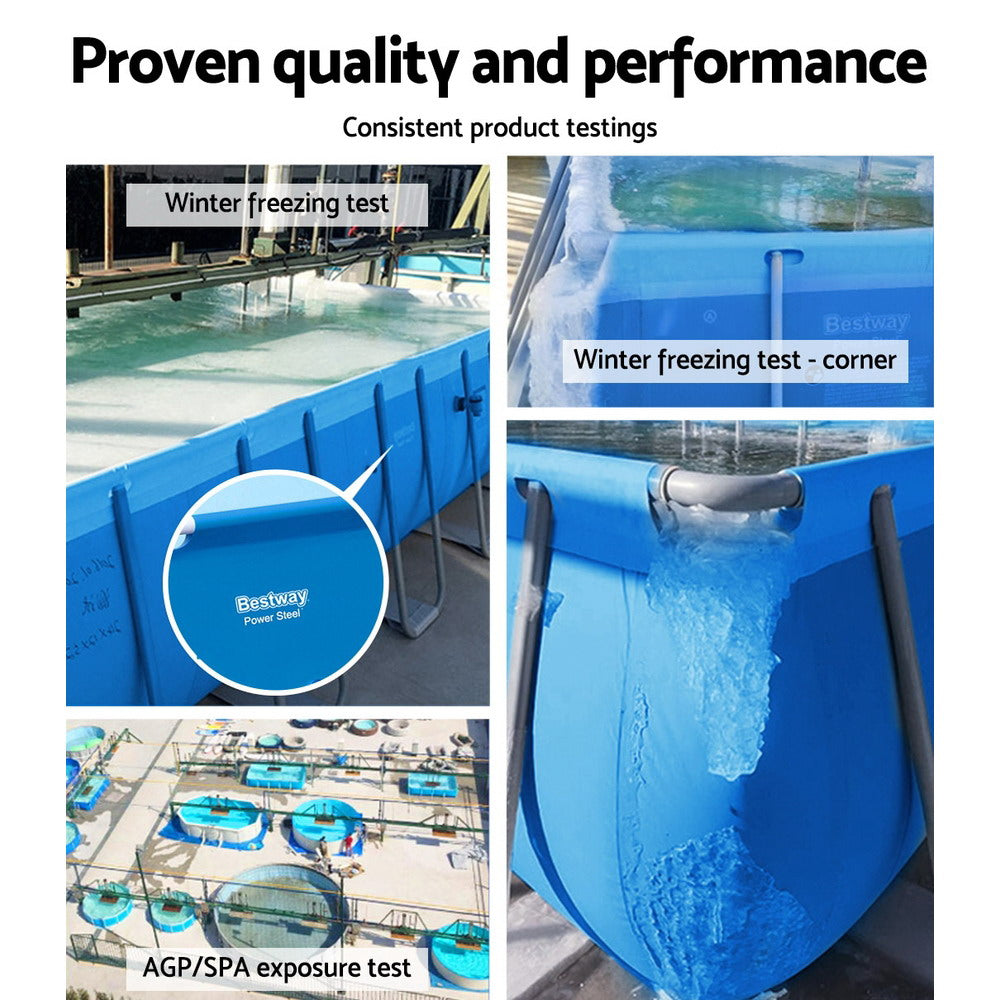 Bestway Swimming Pool 300x201x66cm Steel Frame Above Ground Pools w/ Filter Pump 3300L