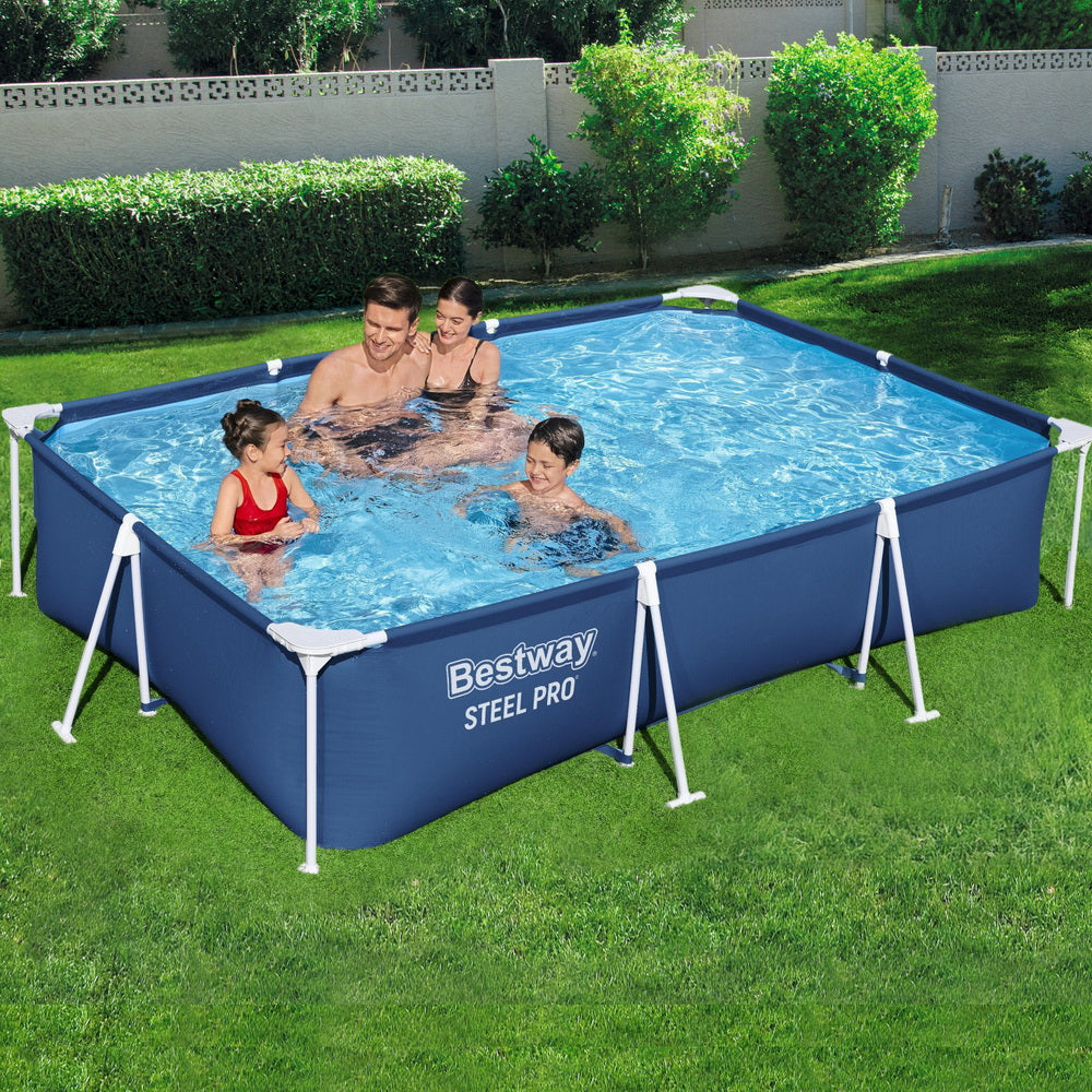 Bestway Swimming Pool 300x201x66cm Steel Frame Above Ground Pools w/ Filter Pump 3300L