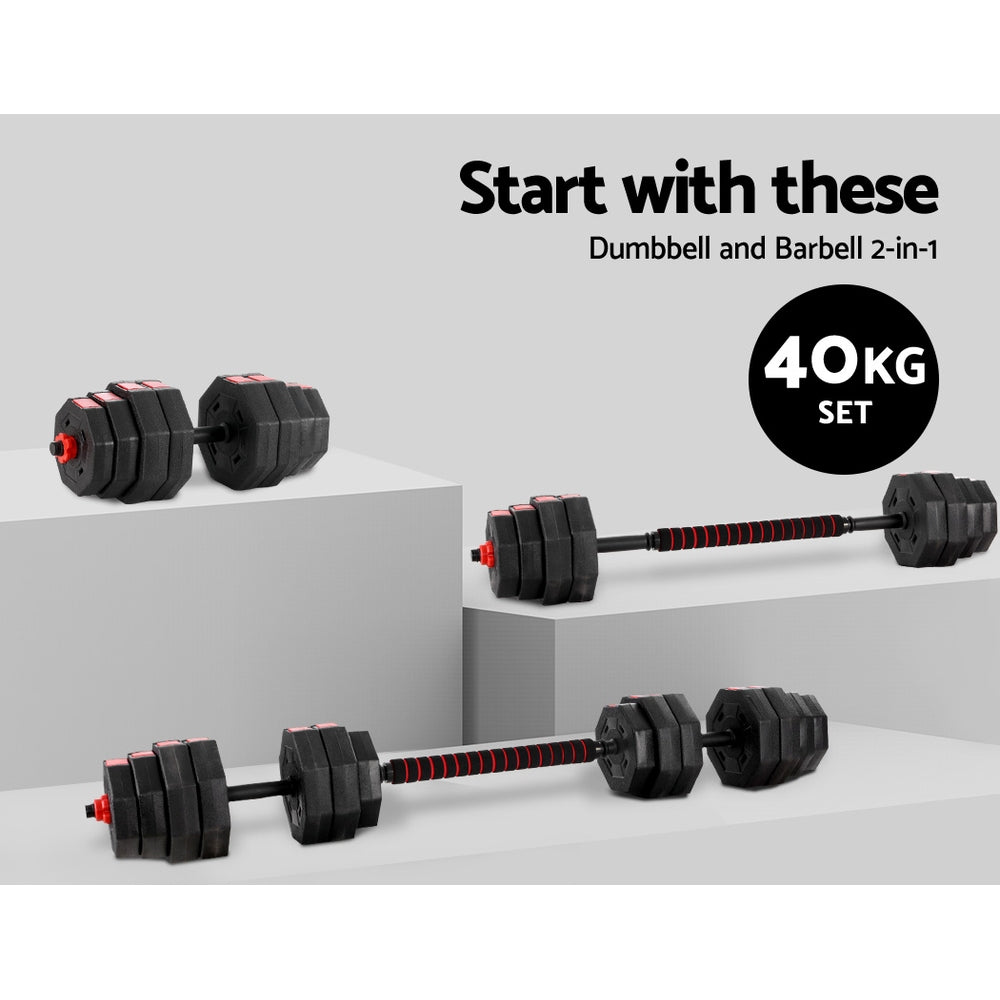 Everfit 40kg Dumbbells Barbell Set Adjustable Dumbbell Weight Lifting