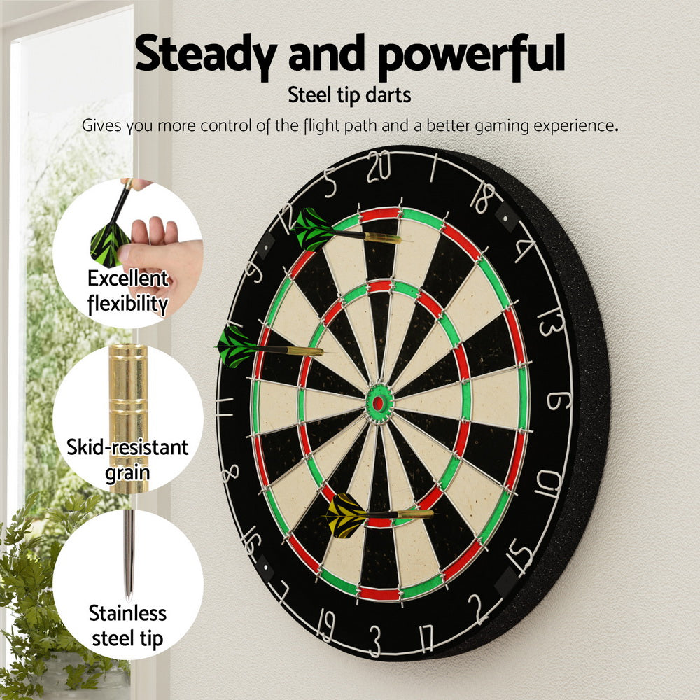 18" Dartboard Dart Board with Steel Darts Competition Party Game