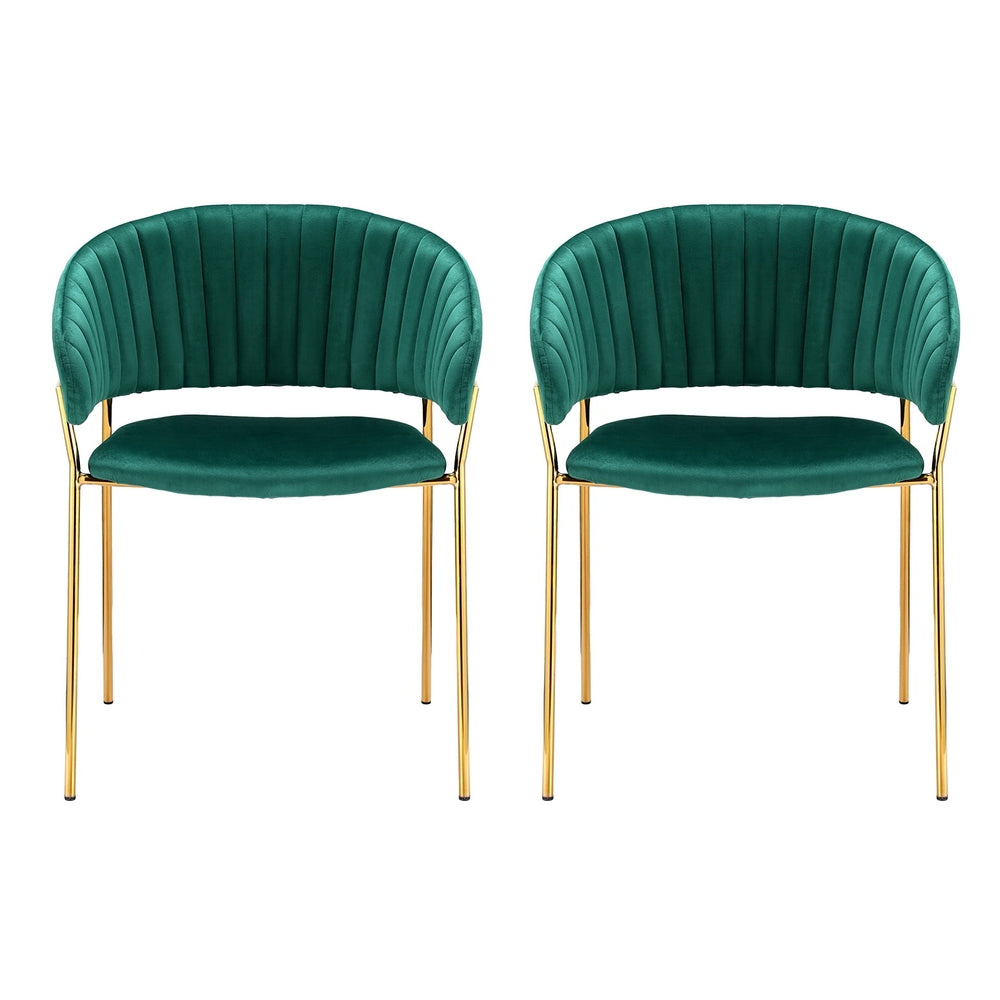 Artiss Dining Chairs Set of 2 Velvet Hollow Armchair Green