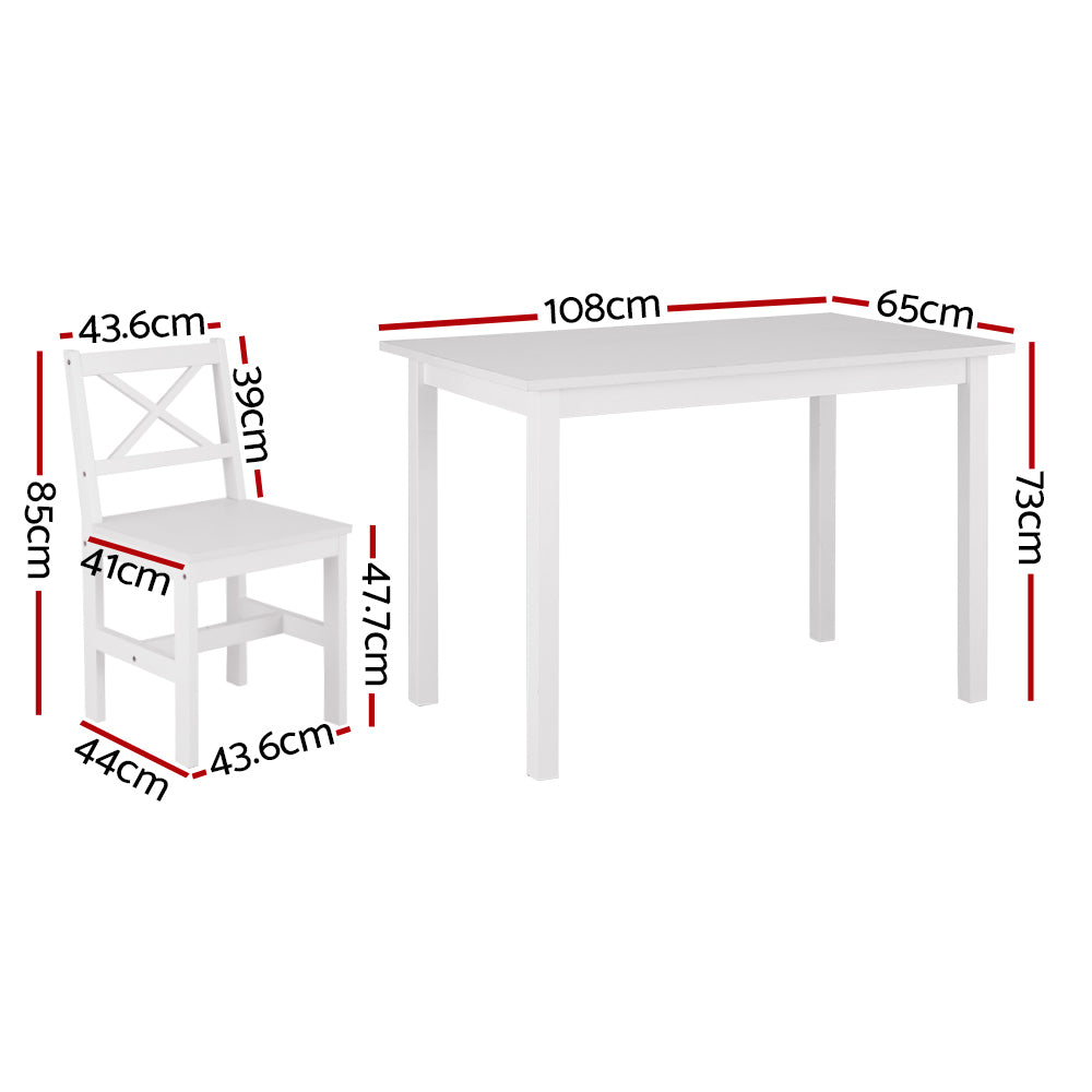 Artiss Dining Chairs and Table Dining Set 4 Cafe Chairs Set Of 5 4 Seater White