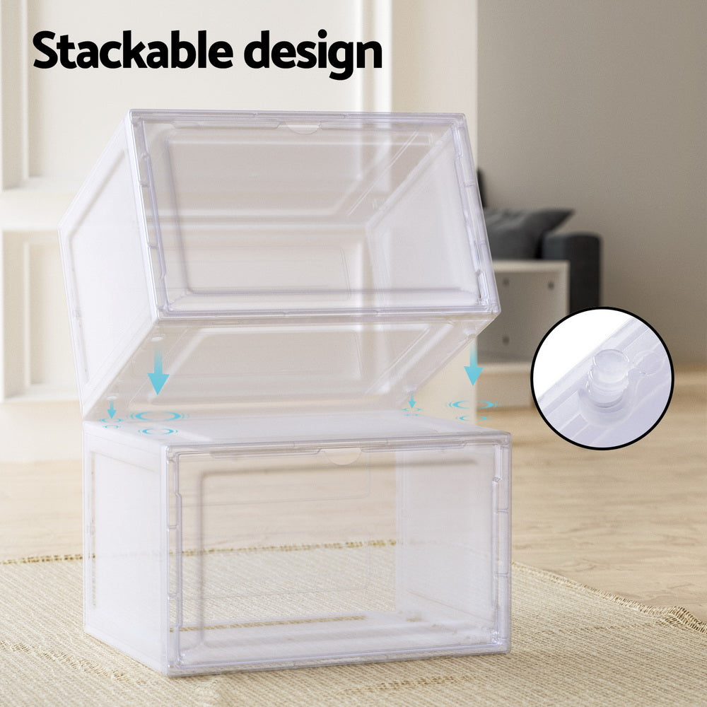 Artiss DIY Shoe Box Set of 2 Stackable Shoe Storage Case Magnetic Door