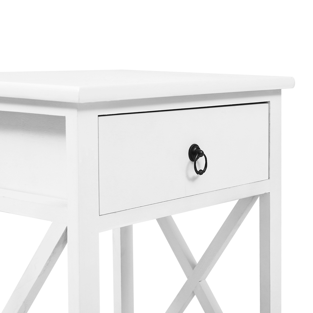 Artiss 2 X Bedside Table 1 Drawer with Shelf - EMMA White