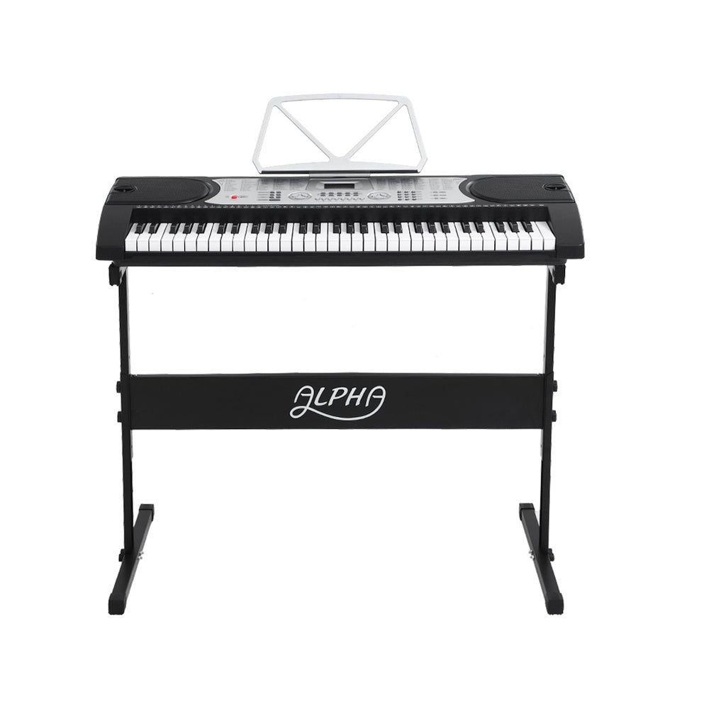 Alpha 61 Keys Electronic Piano Keyboard Digital Electric w/ Stand Stool Silver