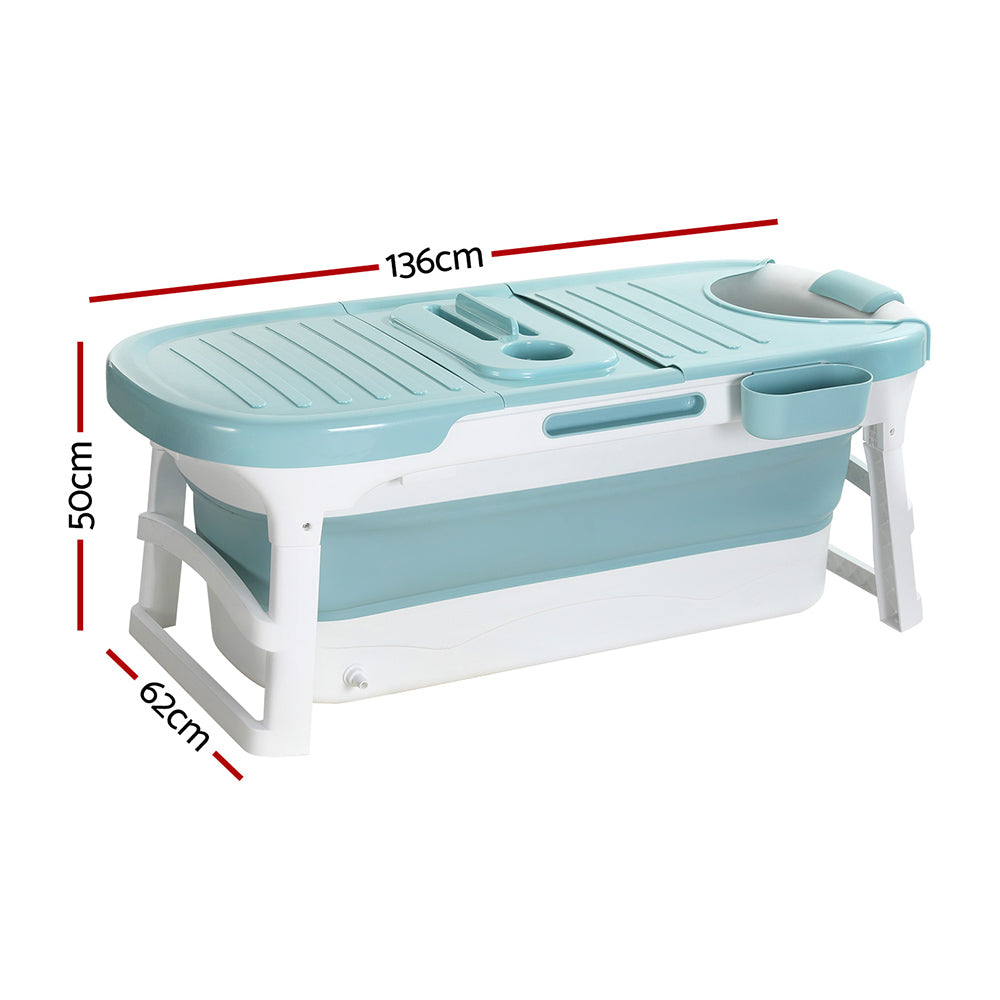 Weisshorn Foldable Bathtub Portable Folding Water Spa with Cover Plate 136x62cm