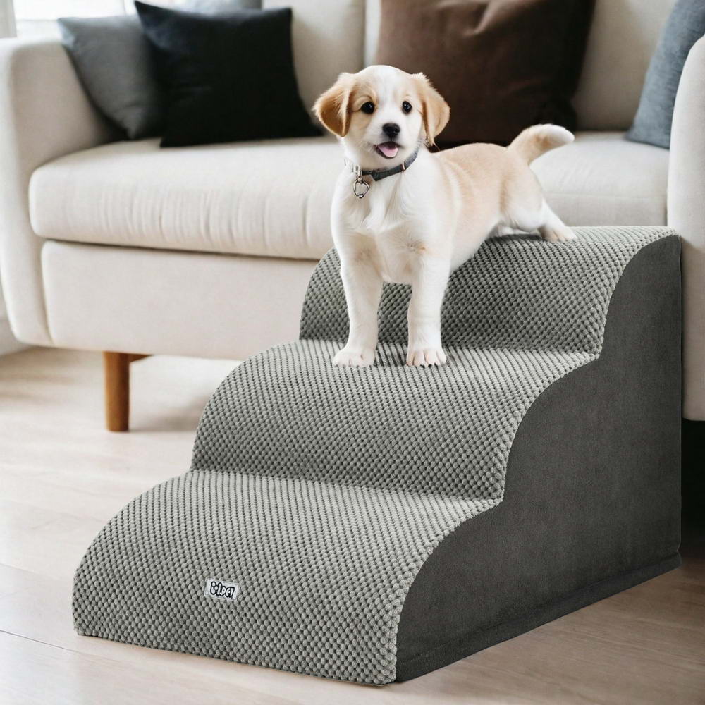 i.Pet Dog Ramp Steps Foam 3 Tier Pet Stairs For Bed Sofa Car Portable Indoor