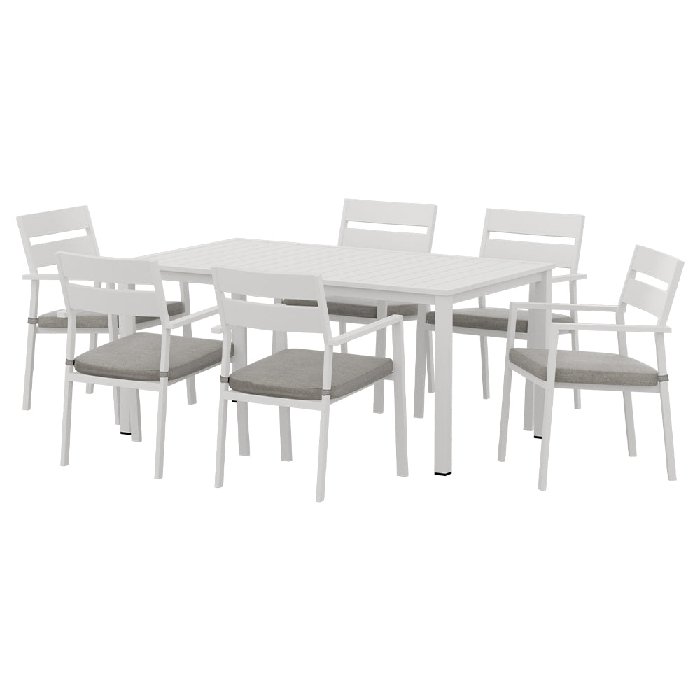 Gardeon Outdoor Dining Set 7 Piece Aluminum Table Chairs Setting White