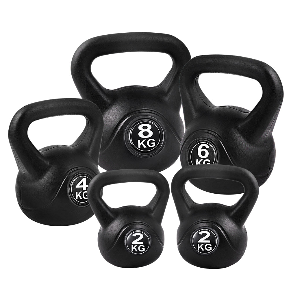 Everfit 22kg Kettlebell Set Weight Lifting Kettlebells Bench Dumbbells Gym Home