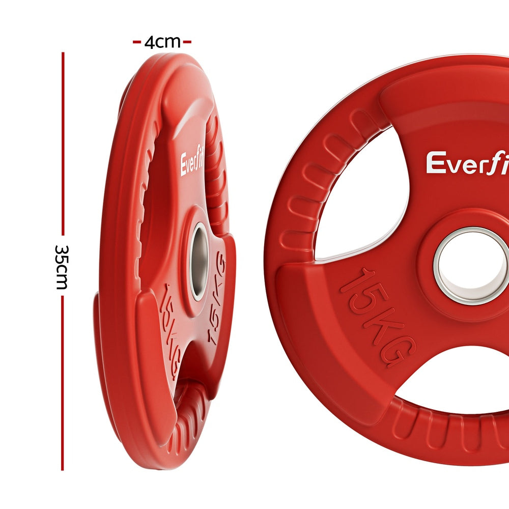 Everfit Weight Plates Standard 15kgx2 Dumbbell Barbell Plate Weight Lifting Home Gym Red