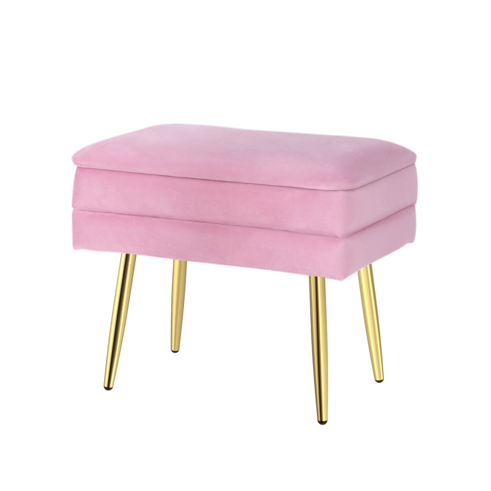 Artiss Ottoman Storage Foot Stool Velvet Pink