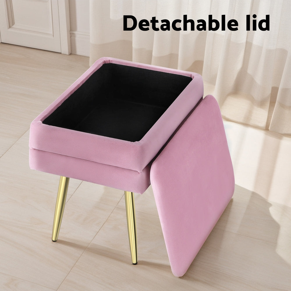 Artiss Ottoman Storage Foot Stool Velvet Pink