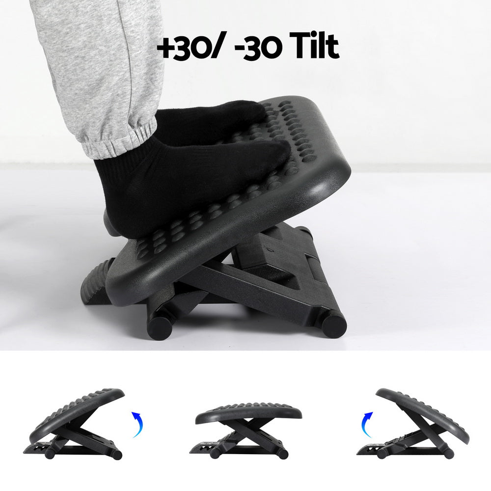 Artiss Foot Rest Stool Office Under Desk Angle Adjustable Footrest Massage Black