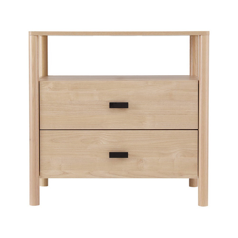 Artiss Bedside Table Nightstand 2 Drawers - Pine