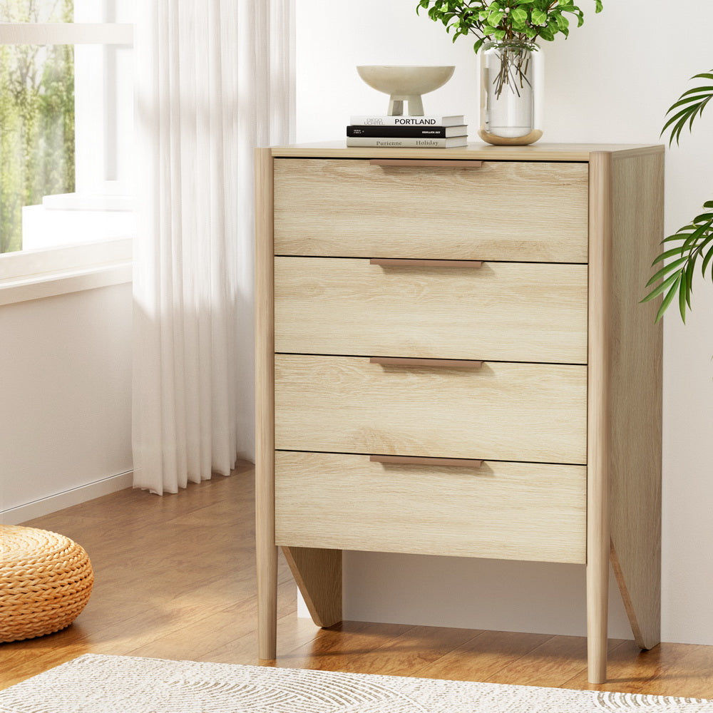 Artiss 4 Chest of Drawers Tallboy - INEZ Pine