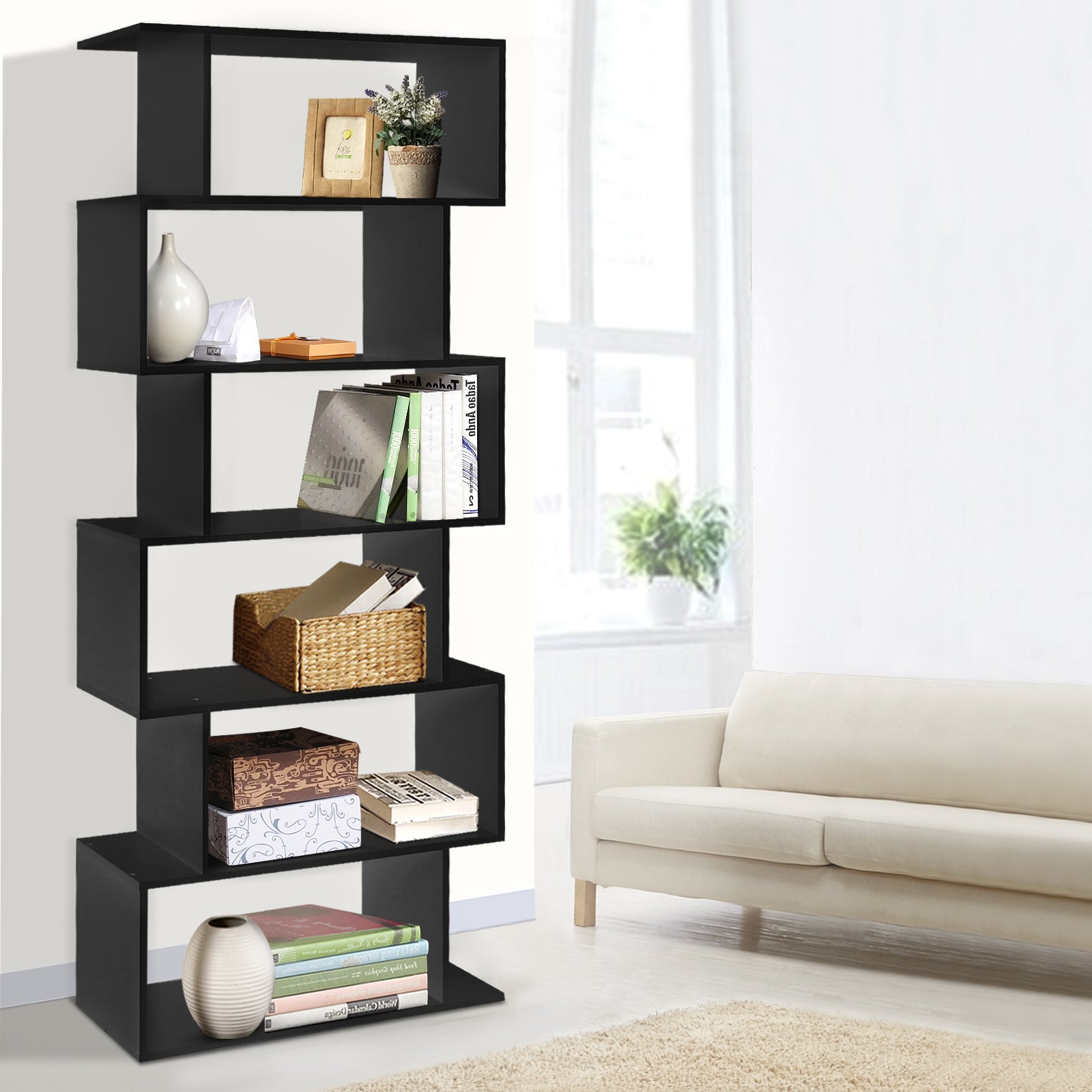 Artiss Bookshelf 6 Tiers - RIVA Black