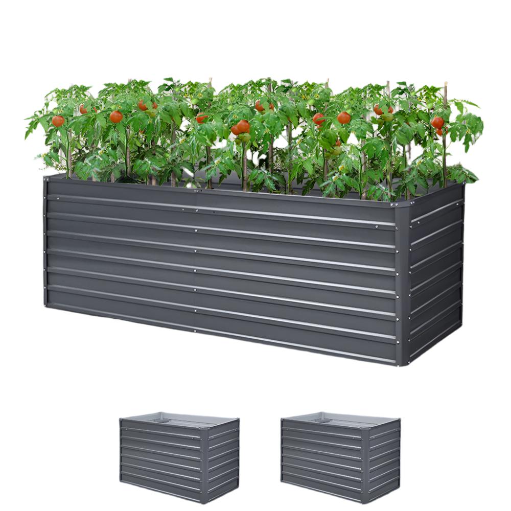 Green Fingers Garden Bed 240x80x77cm Planter Box Raised Container Galvanised Herb