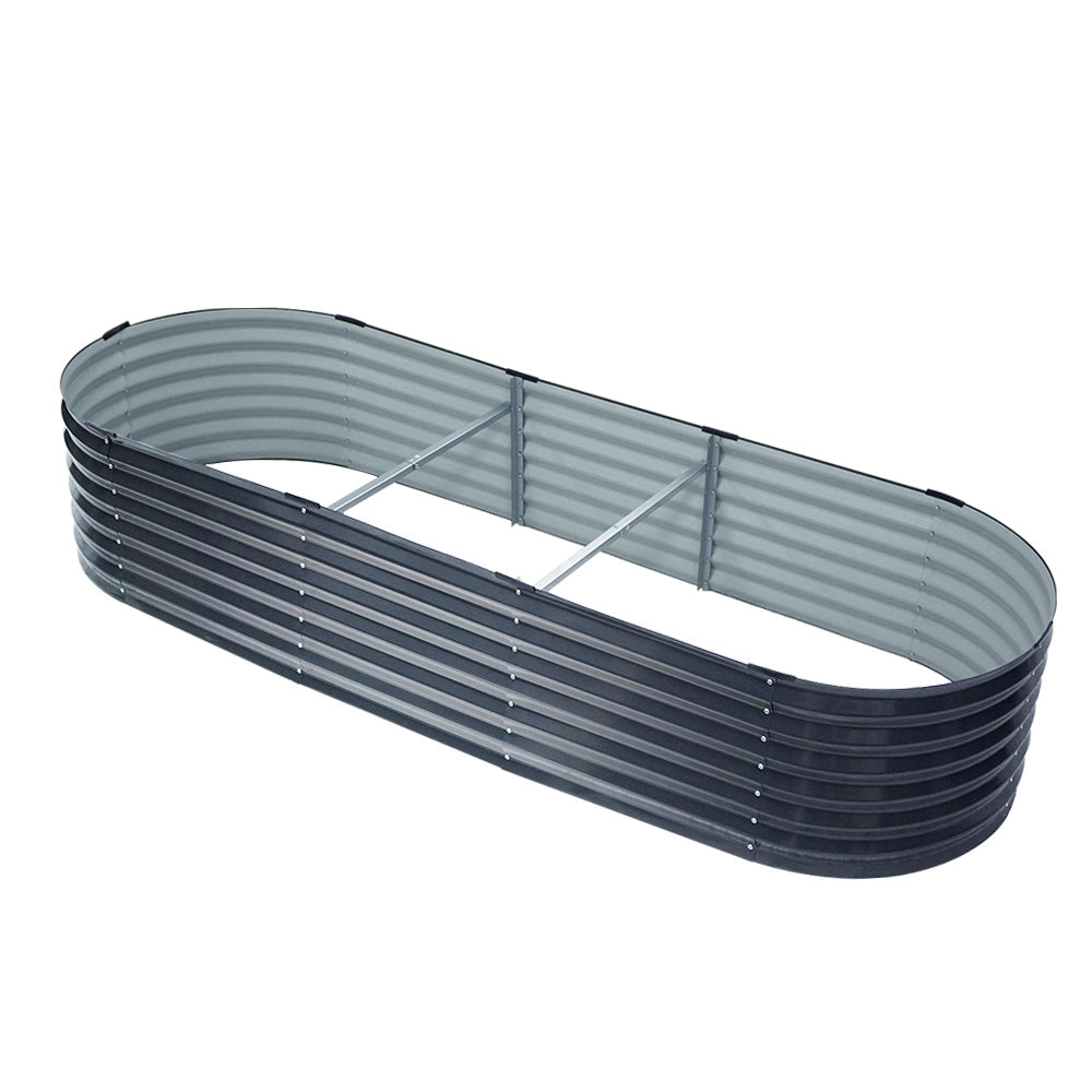 Green Fingers Garden Bed 240X80X42cm Oval Planter Box Raised Container Galvanised