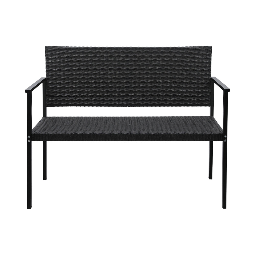 Gardeon Outdoor Garden Bench Seat Rattan Chair Steel Patio Furniture Park Grey