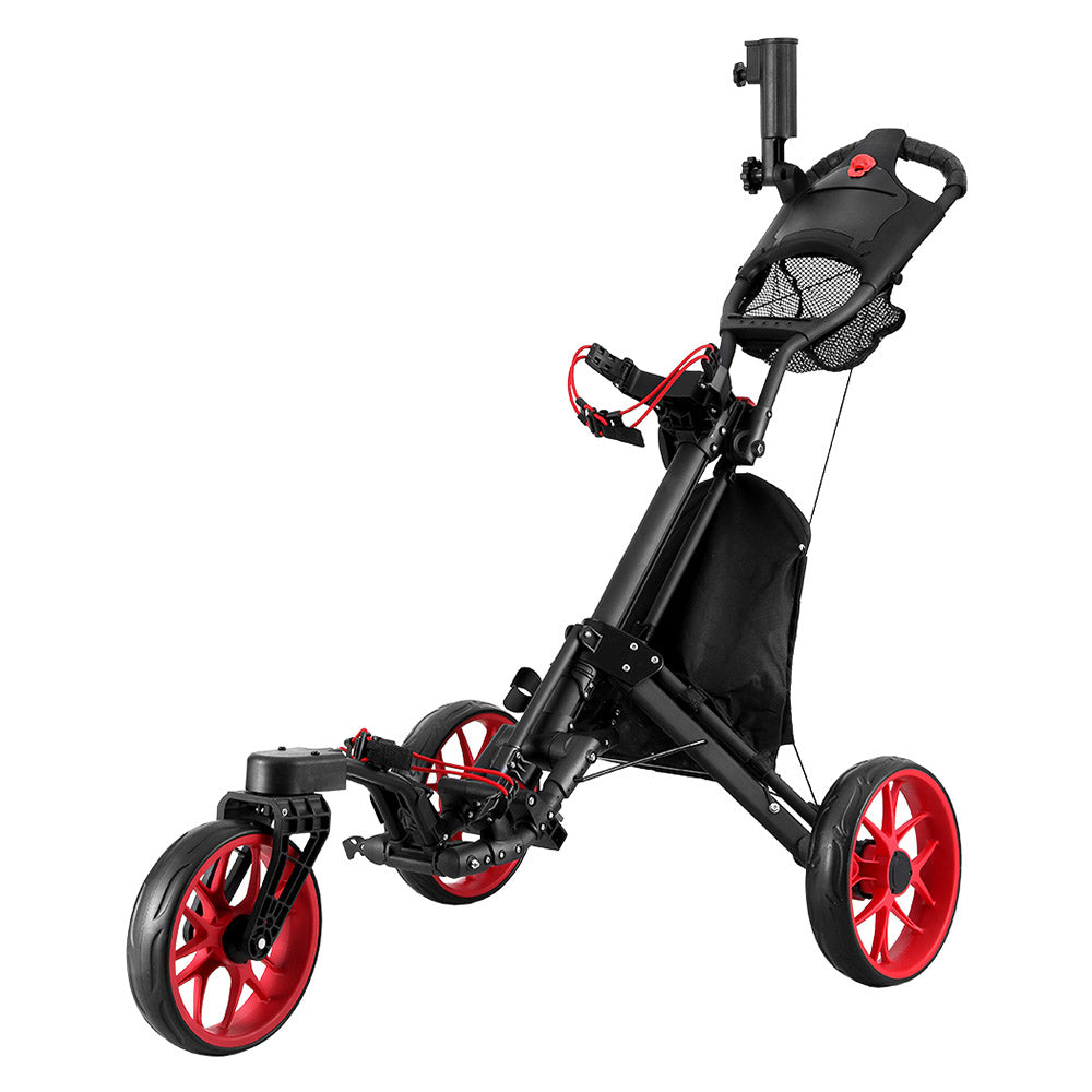 Everfit Golf Buggy Foldable Trolley Golf Cart Swivel Wheel Umbrella Bottle Stand