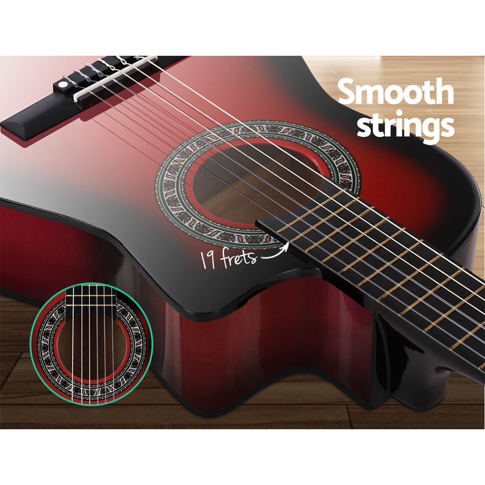 Alpha 34-inch Classical Guitar - Red Wooden Body 19 Frets