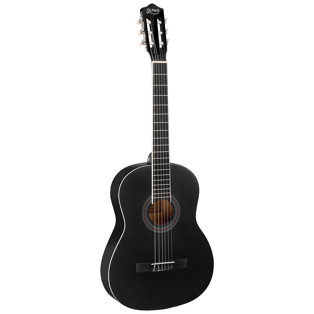 Alpha 39 Inch Classical Guitar Wooden Body Nylon String Beginner Gift Black