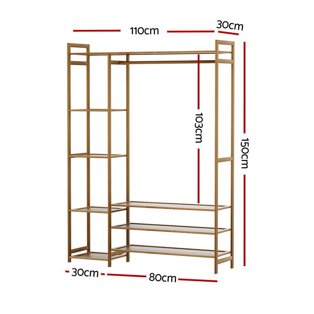 Artiss Clothes Rack Coat Stand 8 Shelves Bamboo