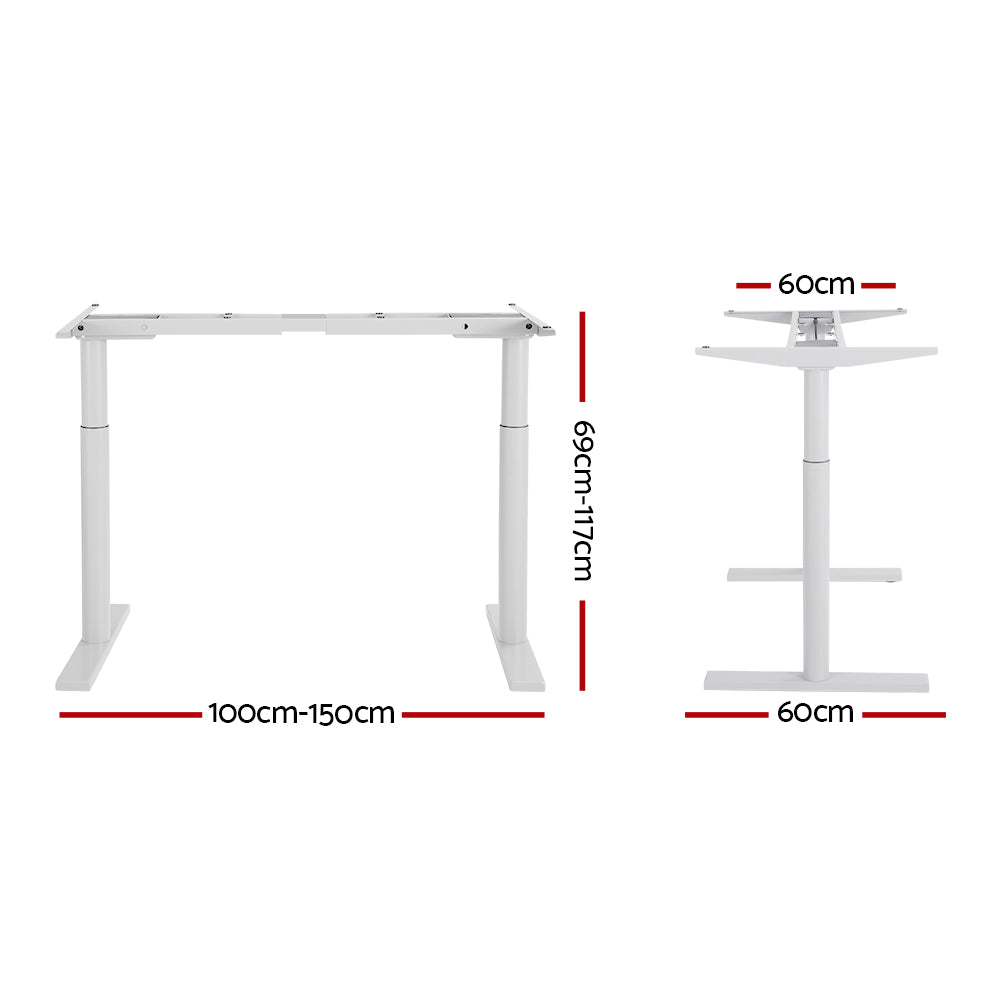 Artiss Standing Desk Sit Stand Motorised Adjustable Frame Only Dual Motor White