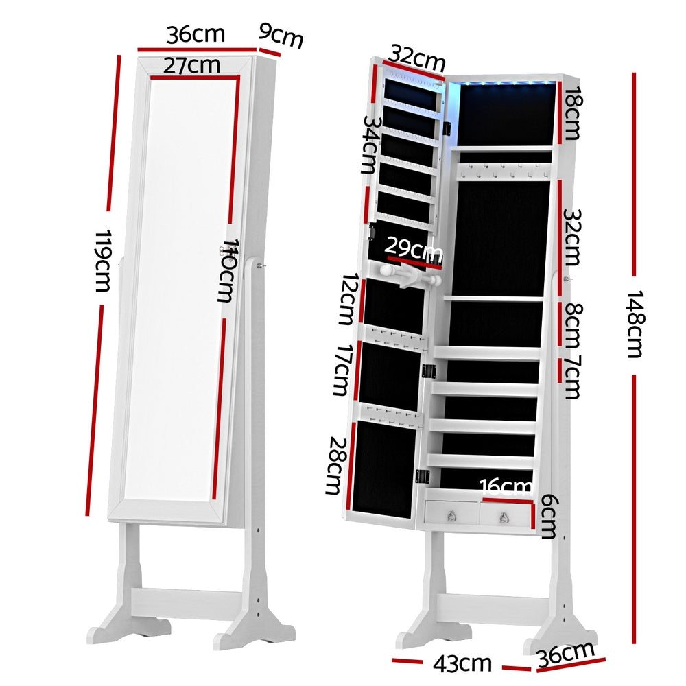 Artiss Jewellery Cabinet Mirror Free Standing