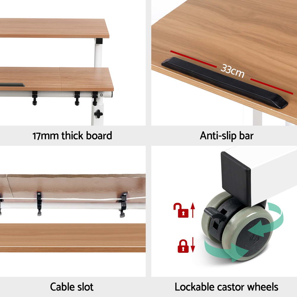 Artiss Laptop Desk Table Adjustable Light Wood 80CM