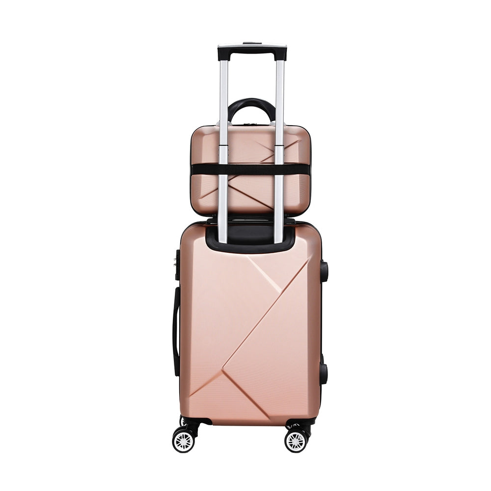 Wanderlite 2pc Luggage 12" 20" Trolley Travel Suitcase Storage Carry On TSA Lock Rose Gold