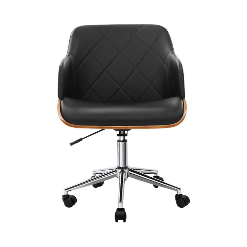 Artiss Wooden Office Chair Fabric Seat Black