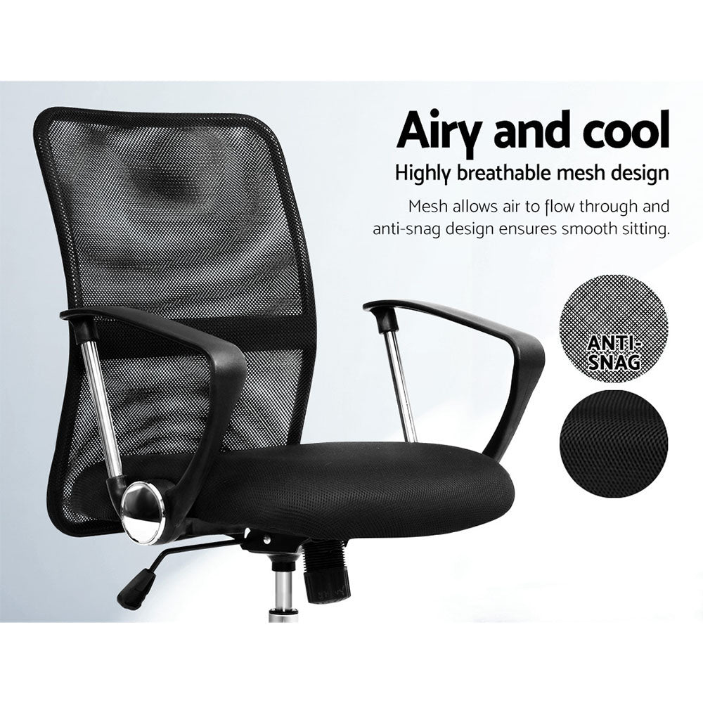 Artiss Mesh Office Chair Mid Back Black