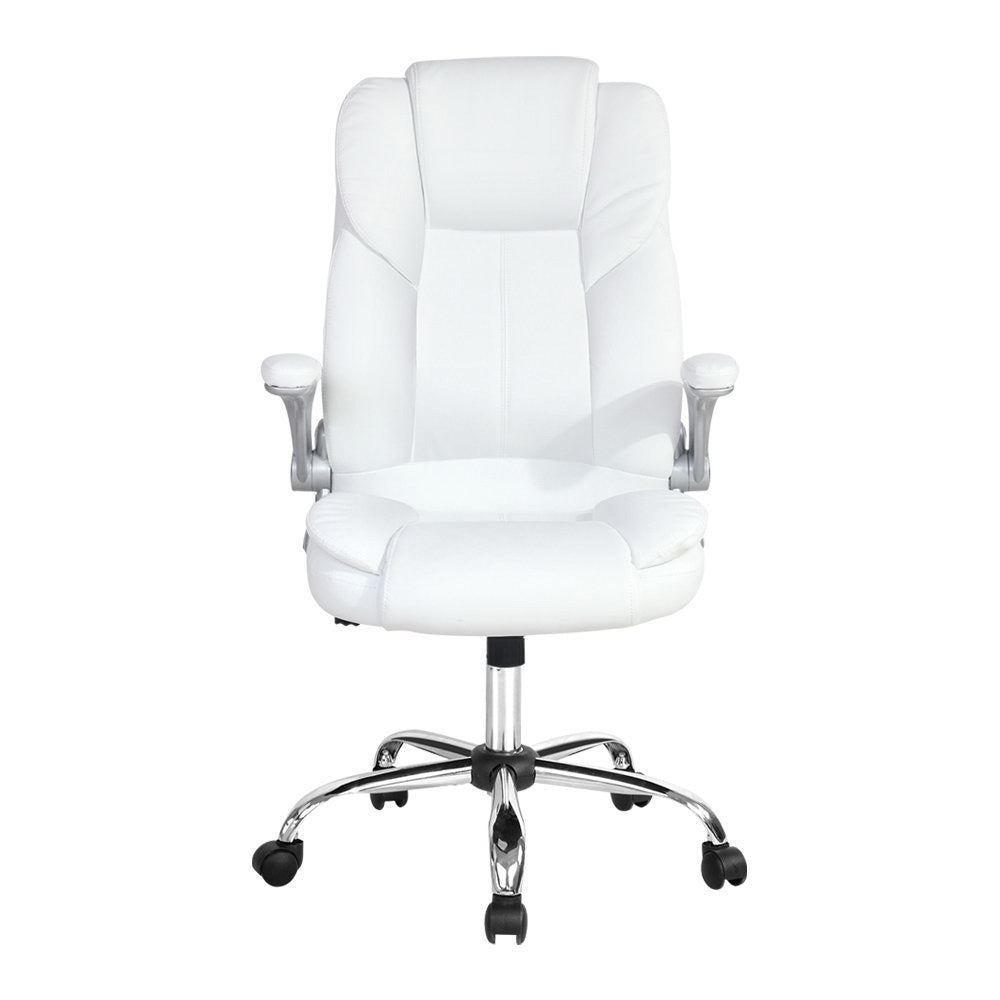 Artiss Executive Office Chair Leather Tilt White