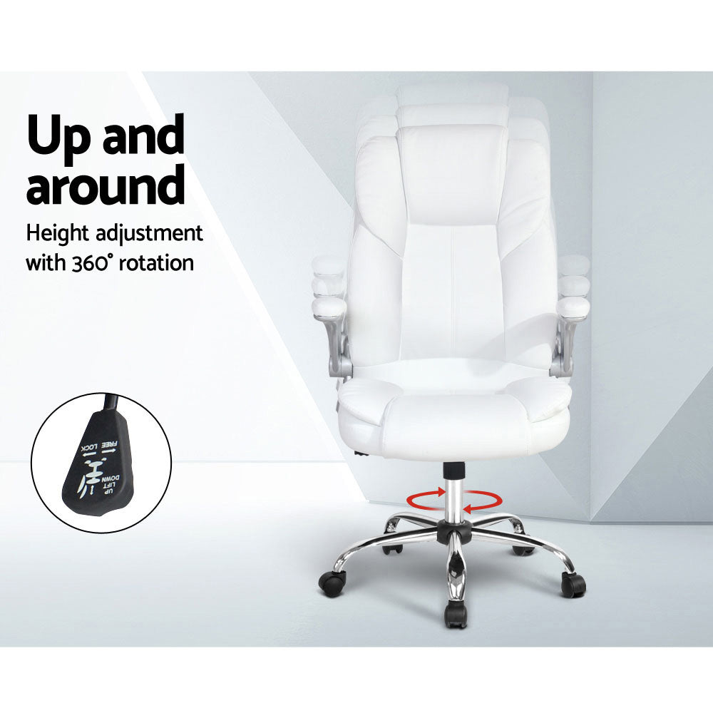 Artiss Executive Office Chair Leather Tilt White