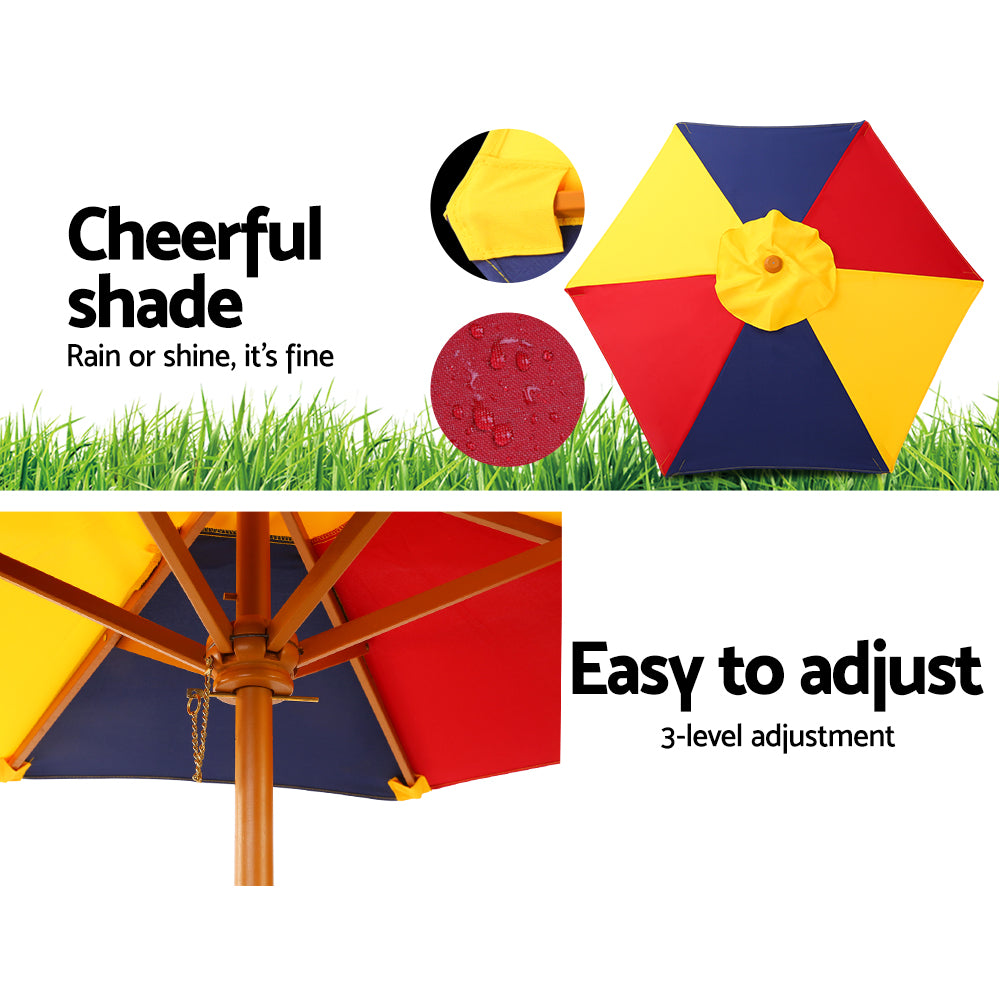 Keezi Kids Wooden Picnic Table Set with Umbrella