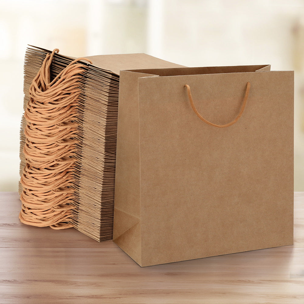 100pcs Bulk Craft Paper Bags Pack Brown Shopping Retail Gift Bags Reusable Brown