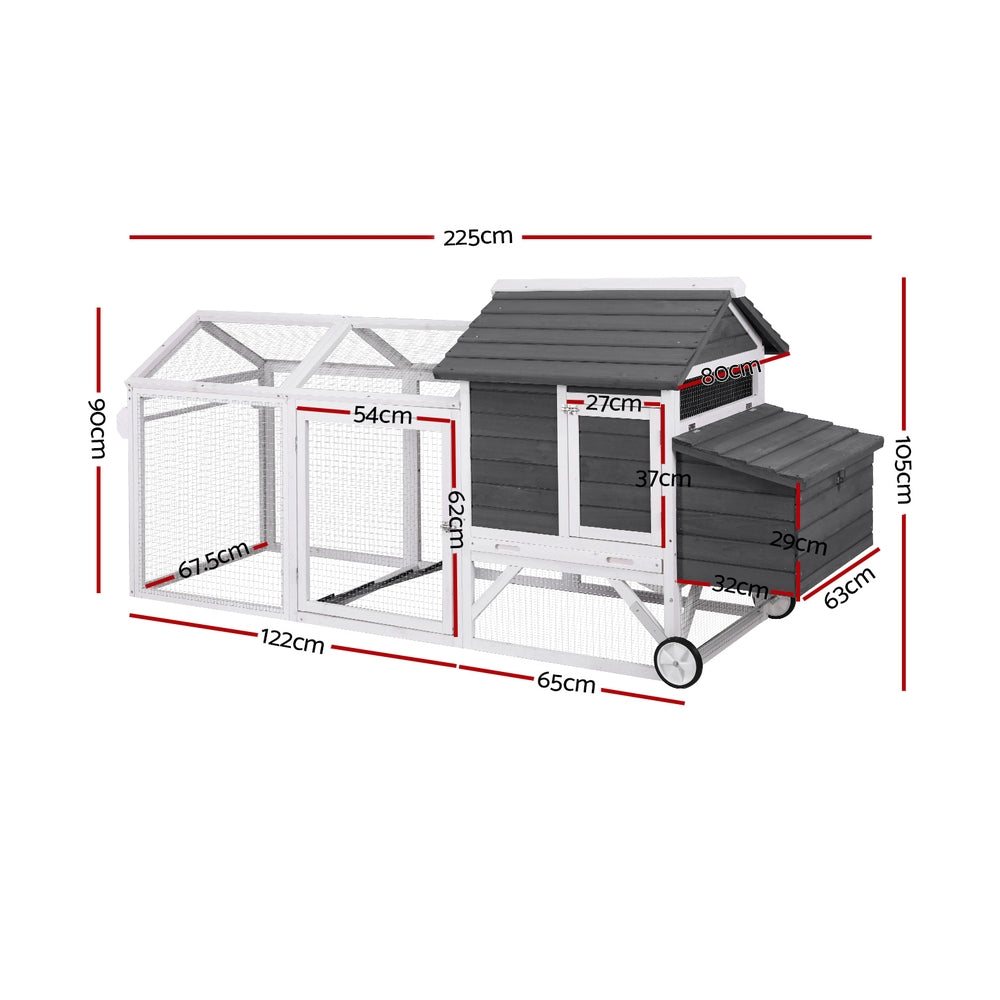 i.Pet Chicken Coop Rabbit Hutch Extra Large Wooden Run Bunny Cage House Outdoor