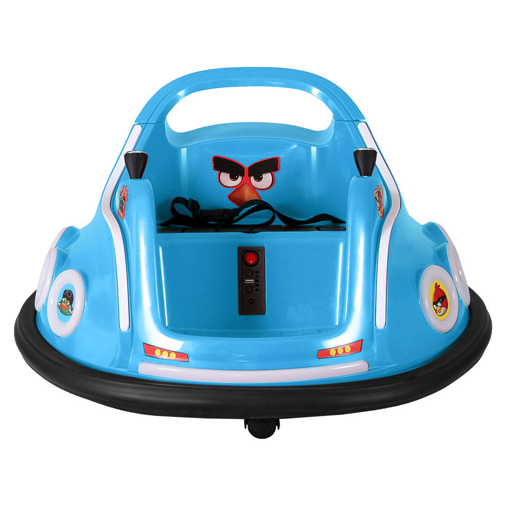 Kids Ride On Car Bumper Electric Toys Cars Light Remote Angry Birds Sticker Blue