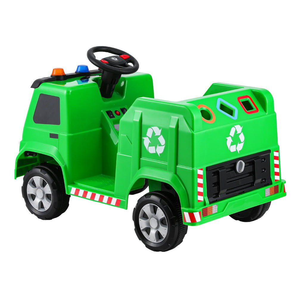 Rigo Kids Ride On Car Garbage Truck Police Light 12V Electric Toys Cars Green