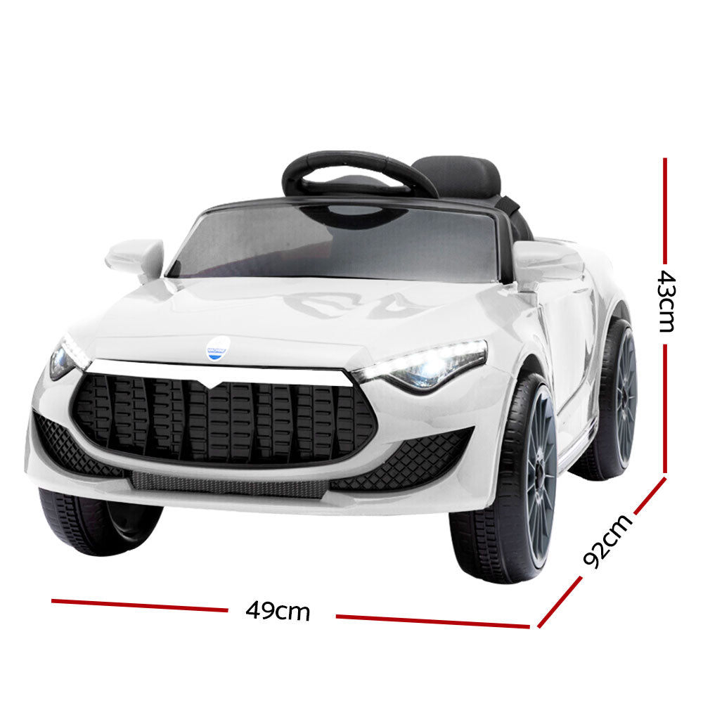 Rigo Kids Electric Ride On Car Cars Music Headlight Remote Control 12V White