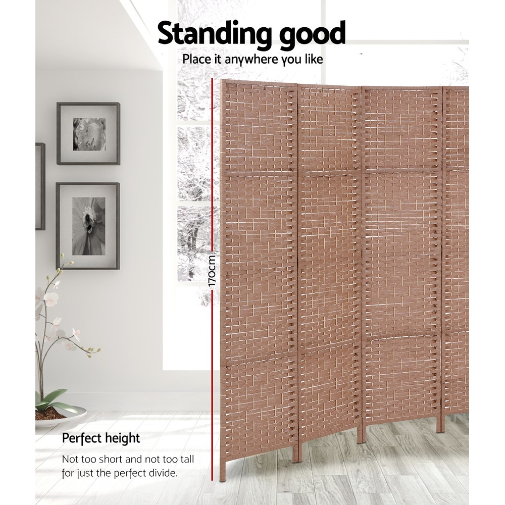 Artiss 4 Panel Room Divider Screen 163x170cm Woven Natural