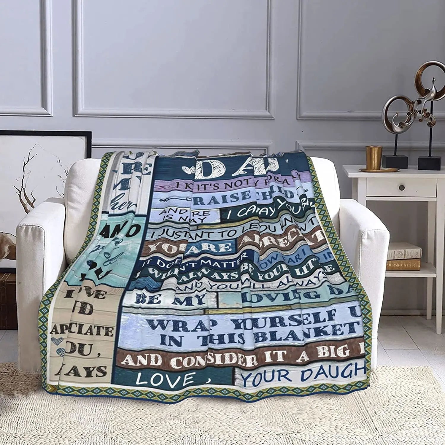 Dad Blanket from Daughter "Wrap yourself in this blanket and consider it a big hug,"