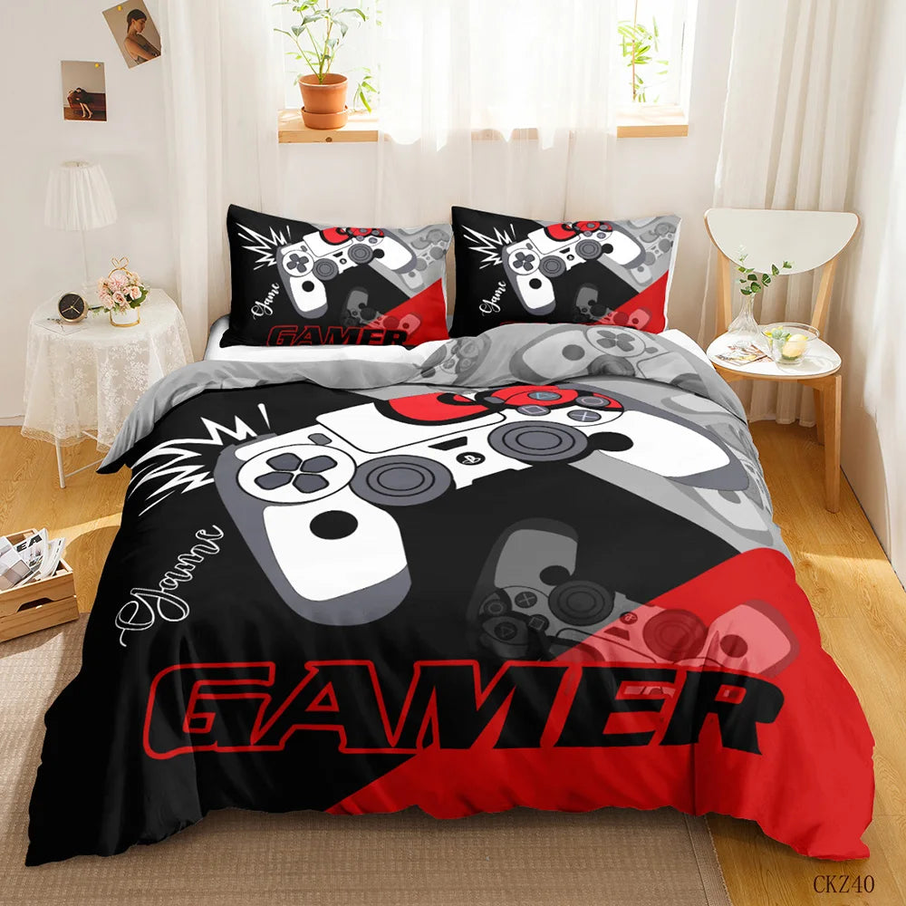 Red & Black gamer quilt cover set