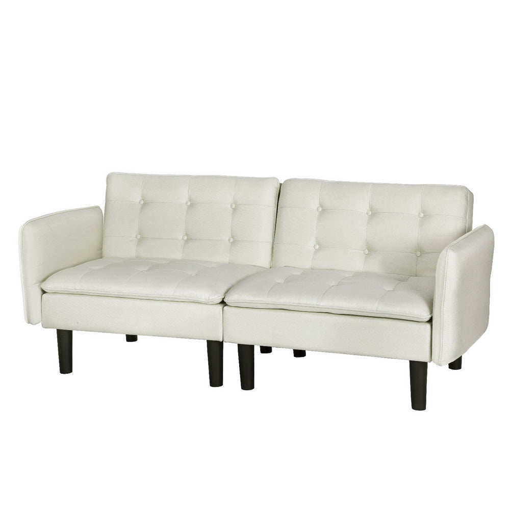 Artiss Sofa Bed 2 Seater Tufted Faux Linen Beige