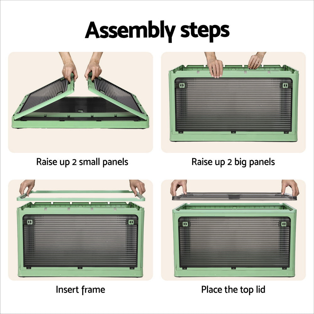 Artiss Storage Container Foldable Stackable Large 5 Sides Open Transparent 82L