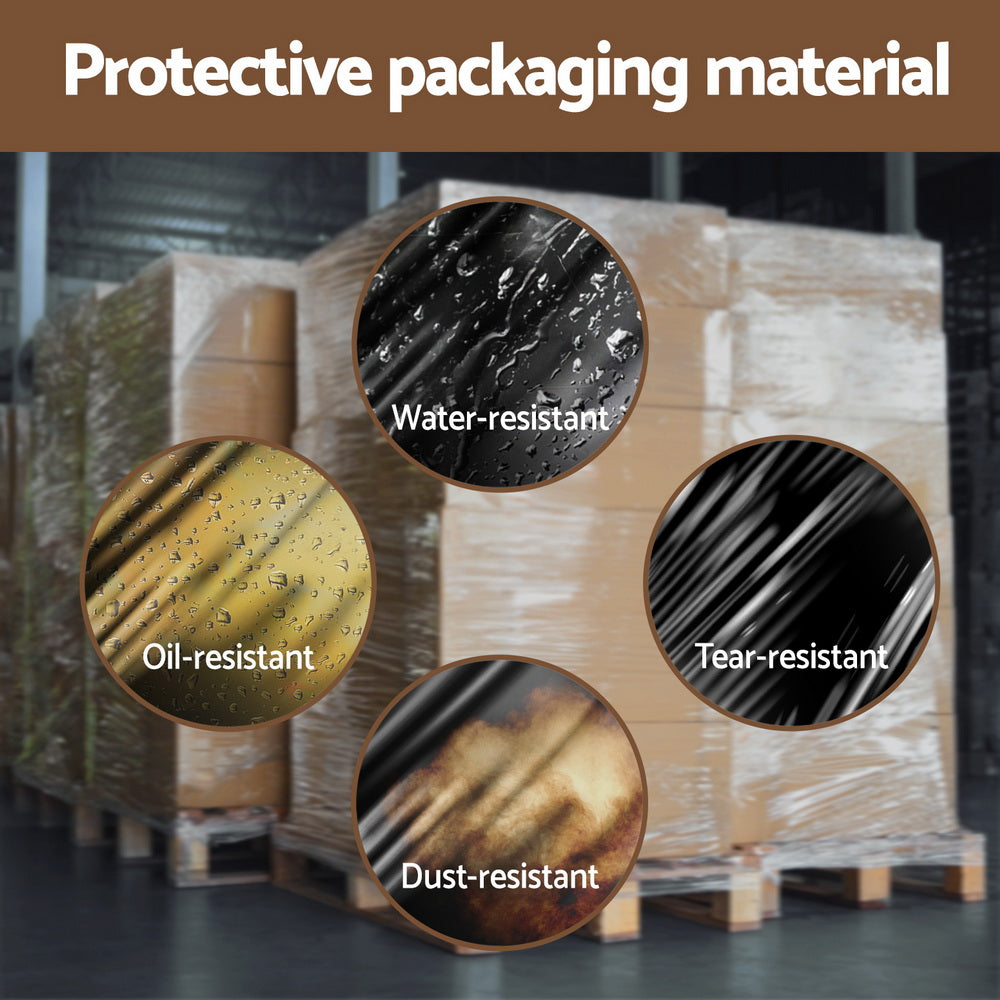 500mm x 400m Stretch Film Pallet Shrink Wrap 2 Rolls Package Use Plastic Black