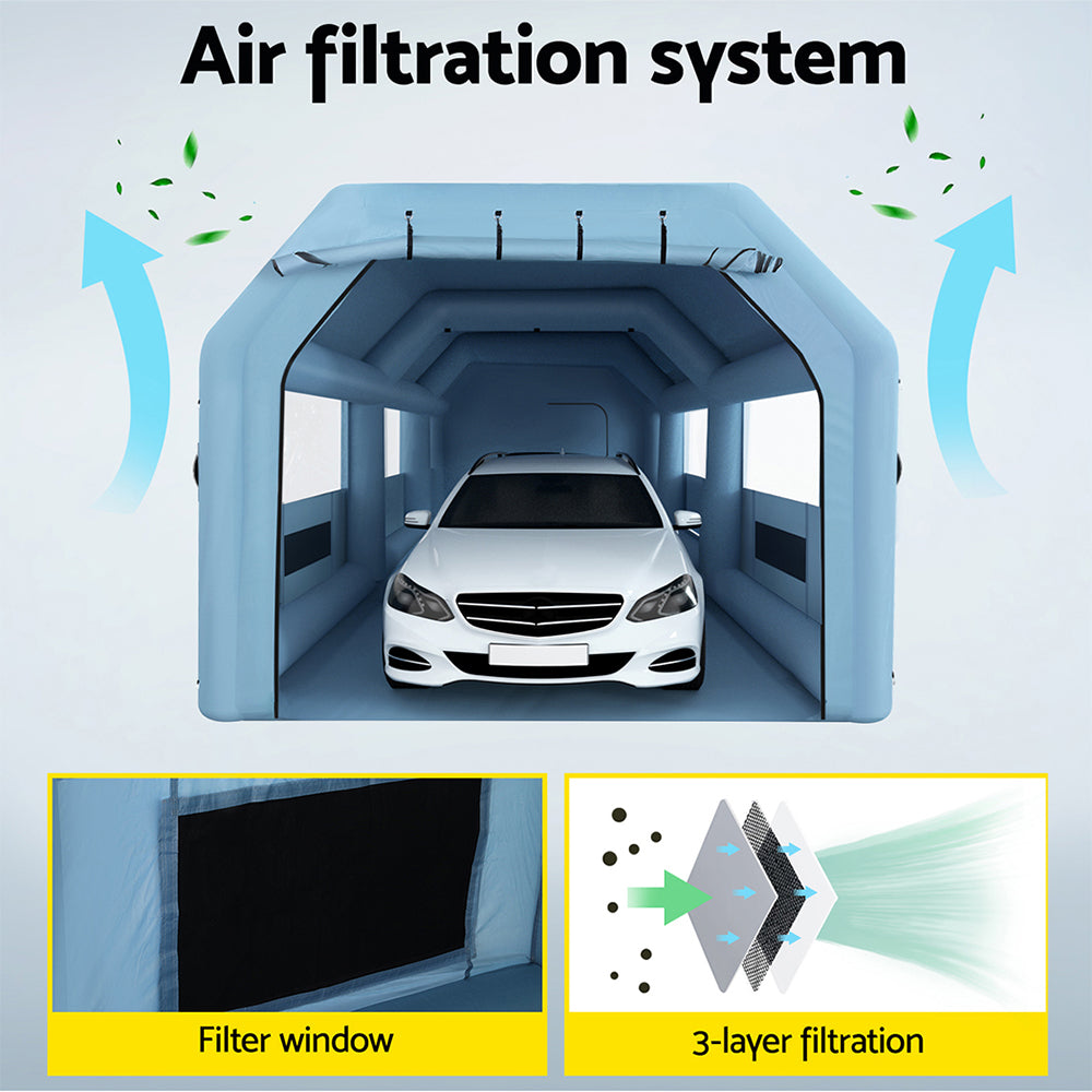 Giantz Inflatable Spray Booth 10X5M Car Paint Tent Filter System 2 Blowers